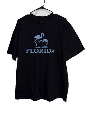 Florida Flamingo Graphic Tee - Black Crew Neck Adidas Large